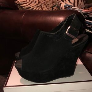 Black suede wedge
